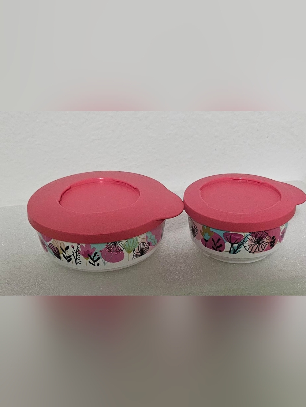 Floral Pink Lidded Storage Bowls - Picture 2 of 5